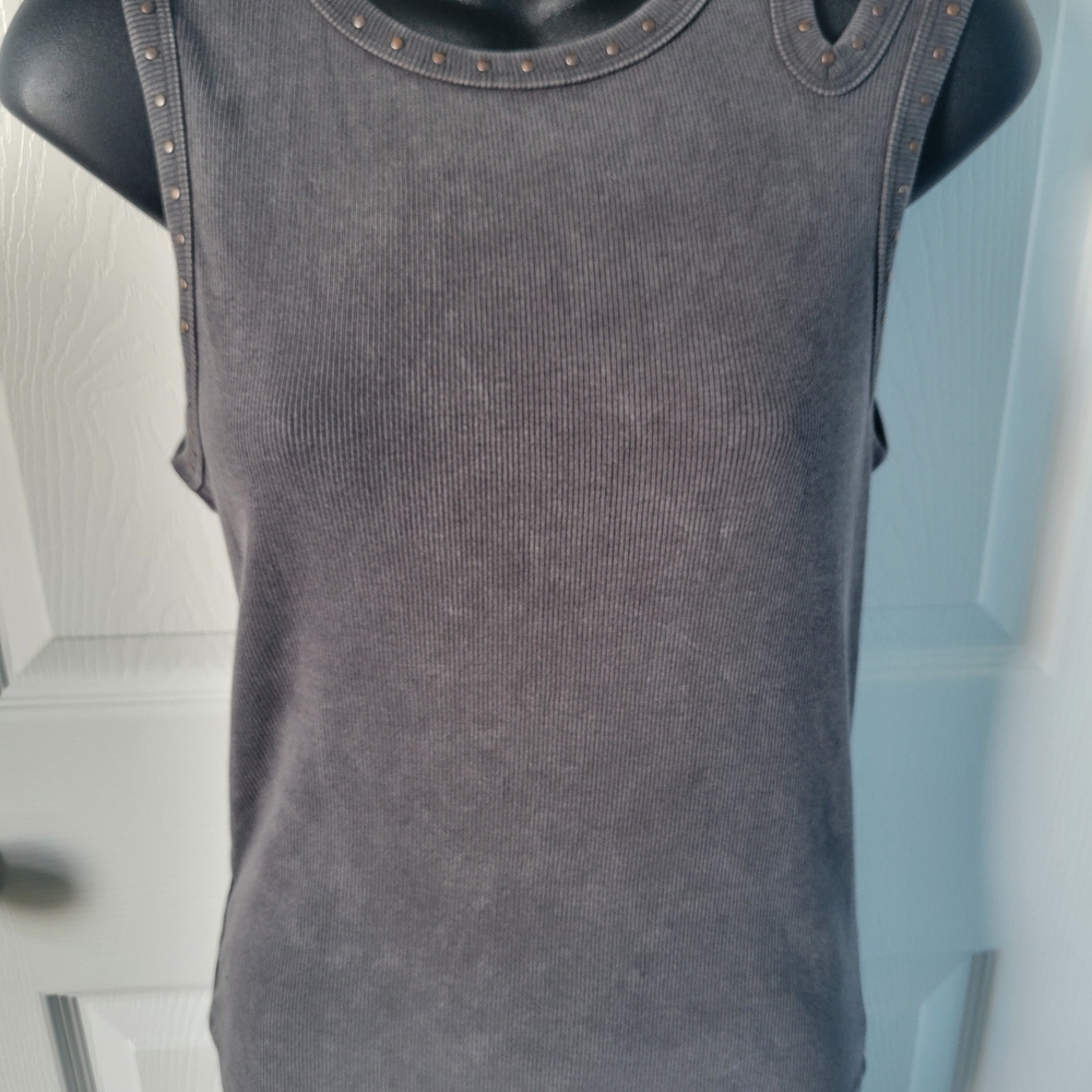 Gilded Intent Charcoal Studded Tank Top